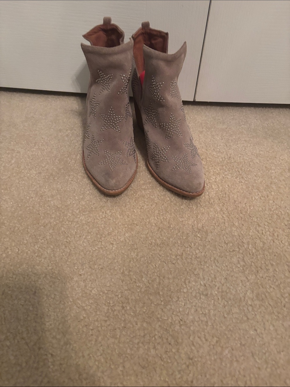 Jeffrey Campbell Taupe Suede Star-Stud Ankle Booties